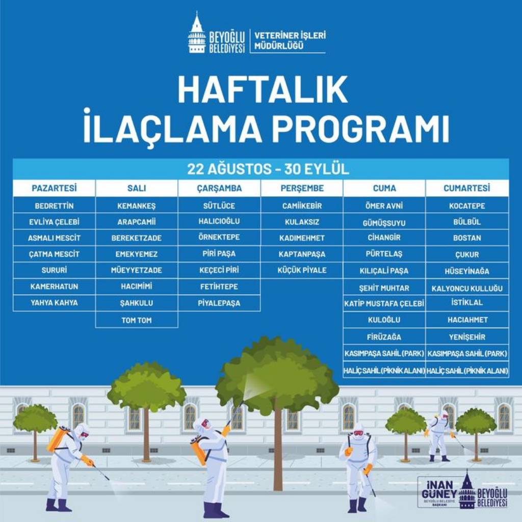 Beyoğlu Belediyesi Yaz İlaçlama Programına Devam Ediyor