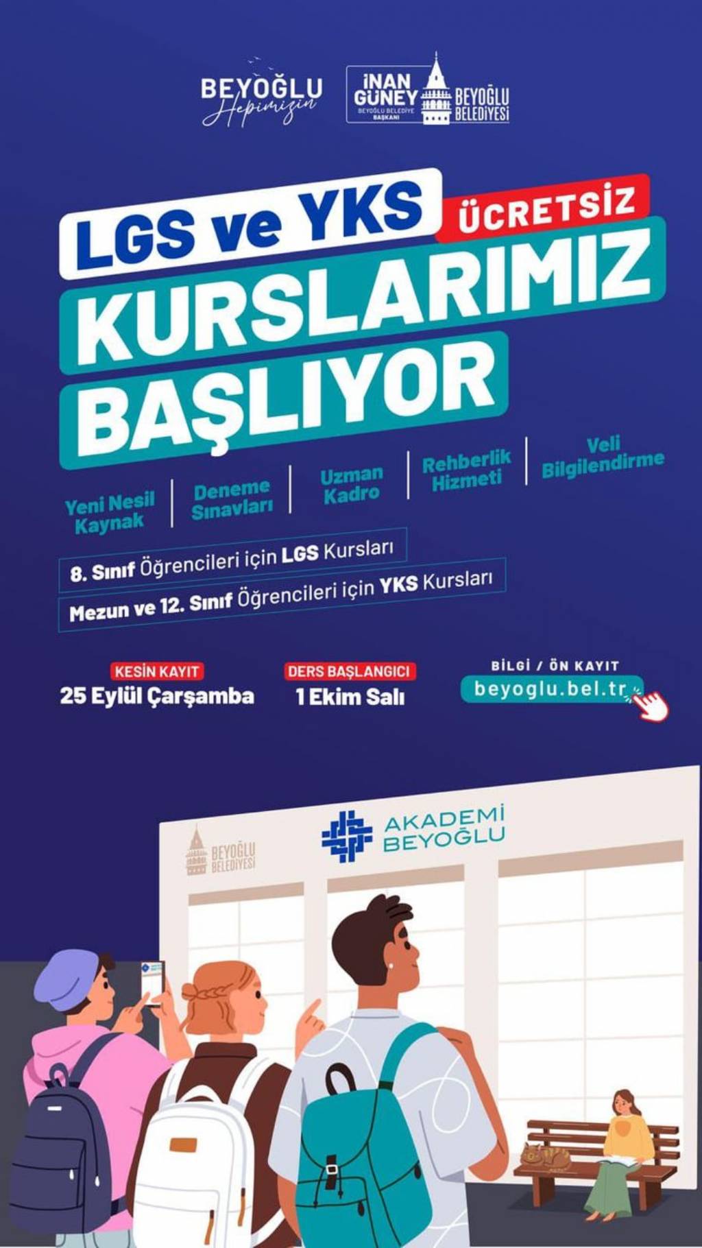 Beyoğlu Belediyesi'nden Ücretsiz LGS ve YKS Kursları Başlıyor!